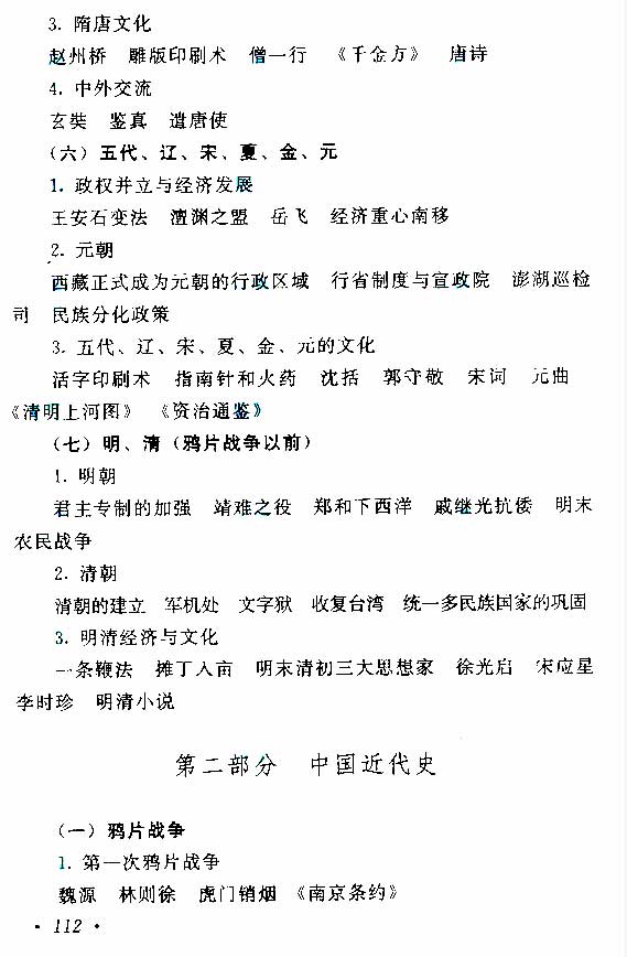 2015年成人高考高起點《歷史地理》考試大綱