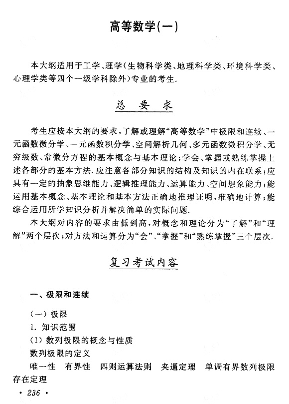 2018年成考專升本高等數學(一)考試大綱