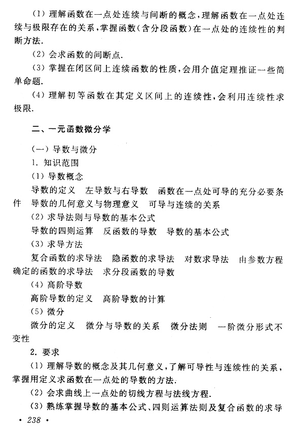 2018年成考專升本高等數學(一)考試大綱
