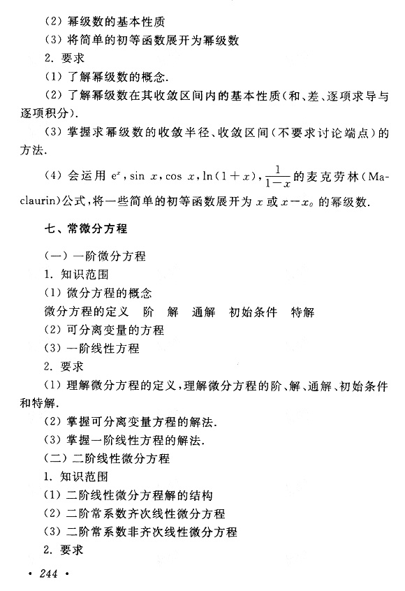 2018年成考專升本高等數學(一)考試大綱