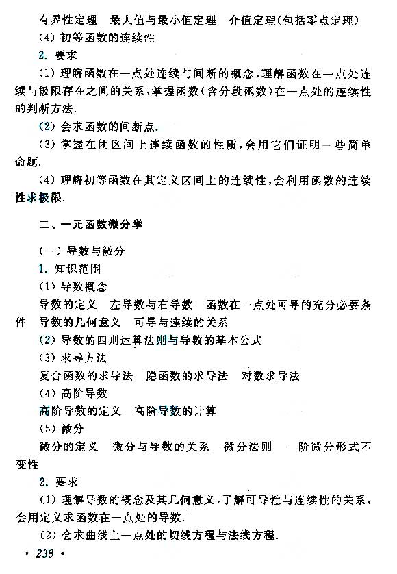 2015年成人高考專升本高等數學(二)考試大綱